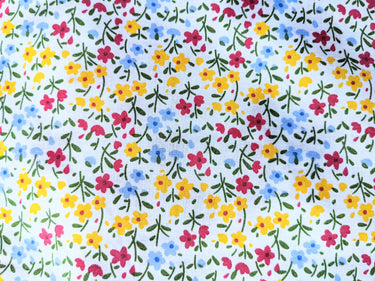 Yellow And Red Poly Cotton Flower Garden Fabric, Floral Fabric, Small Print Fabric Small Flower Fabric Fabric Quilting Fabric